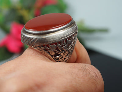 orient Massive silber Ring Turkmen Karneol  Afghan statement ring aus Afghanistan AQEEQ Nr- WL21/6 Ring Orientsbazar   