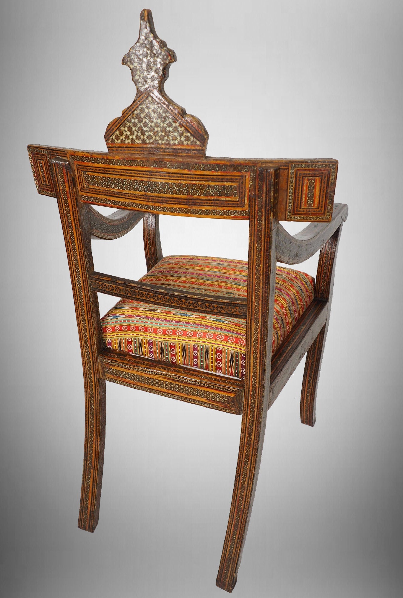 antik orientalische islamische  Stuhl Khatamkari sofa handbemalte  miniaturmalerei armlehnstuhl mit Arabische schrift  No:B  Orientsbazar   