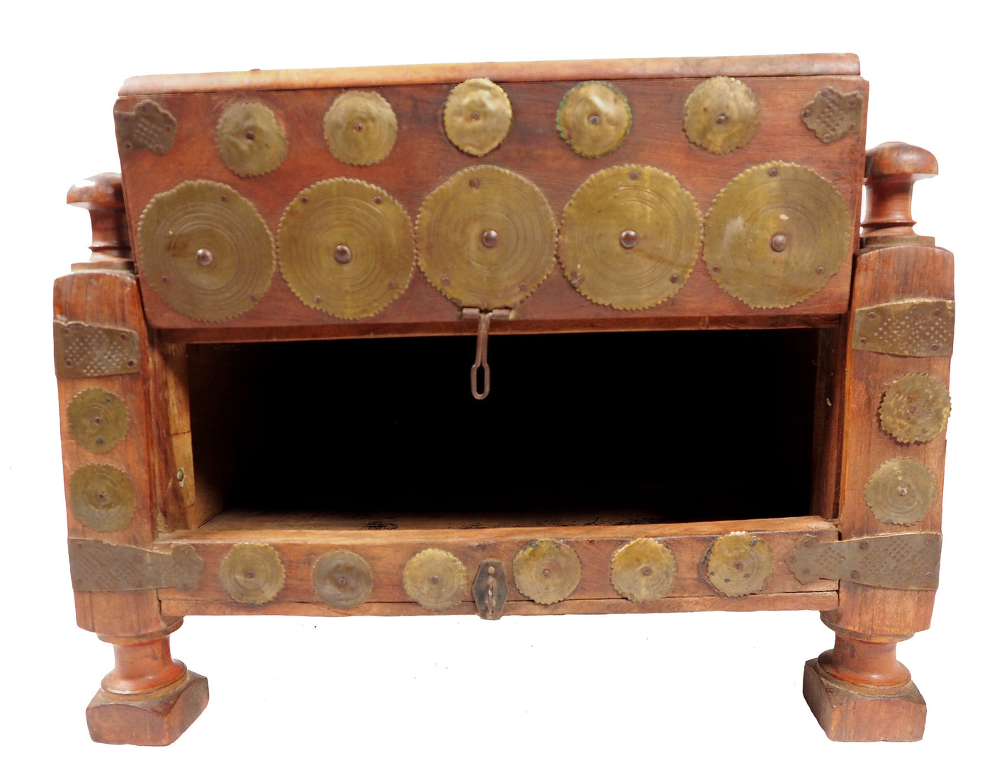 51x51 cm Antik Massivholz mit Messing verzierte orient Teetisch beisteltisch  Tisch  Mit Geheimfach aus  Afghanistan Nr-21/A Tische Orientsbazar   