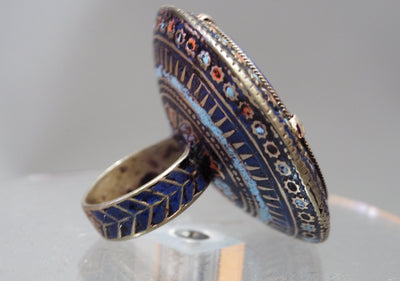 antik orient Emailschmuck Ring mit Lapis lazuli Siegelstein aus Multan Pakistan / Ghazni Afghanistan Nr:WL21/D Ring Orientsbazar   