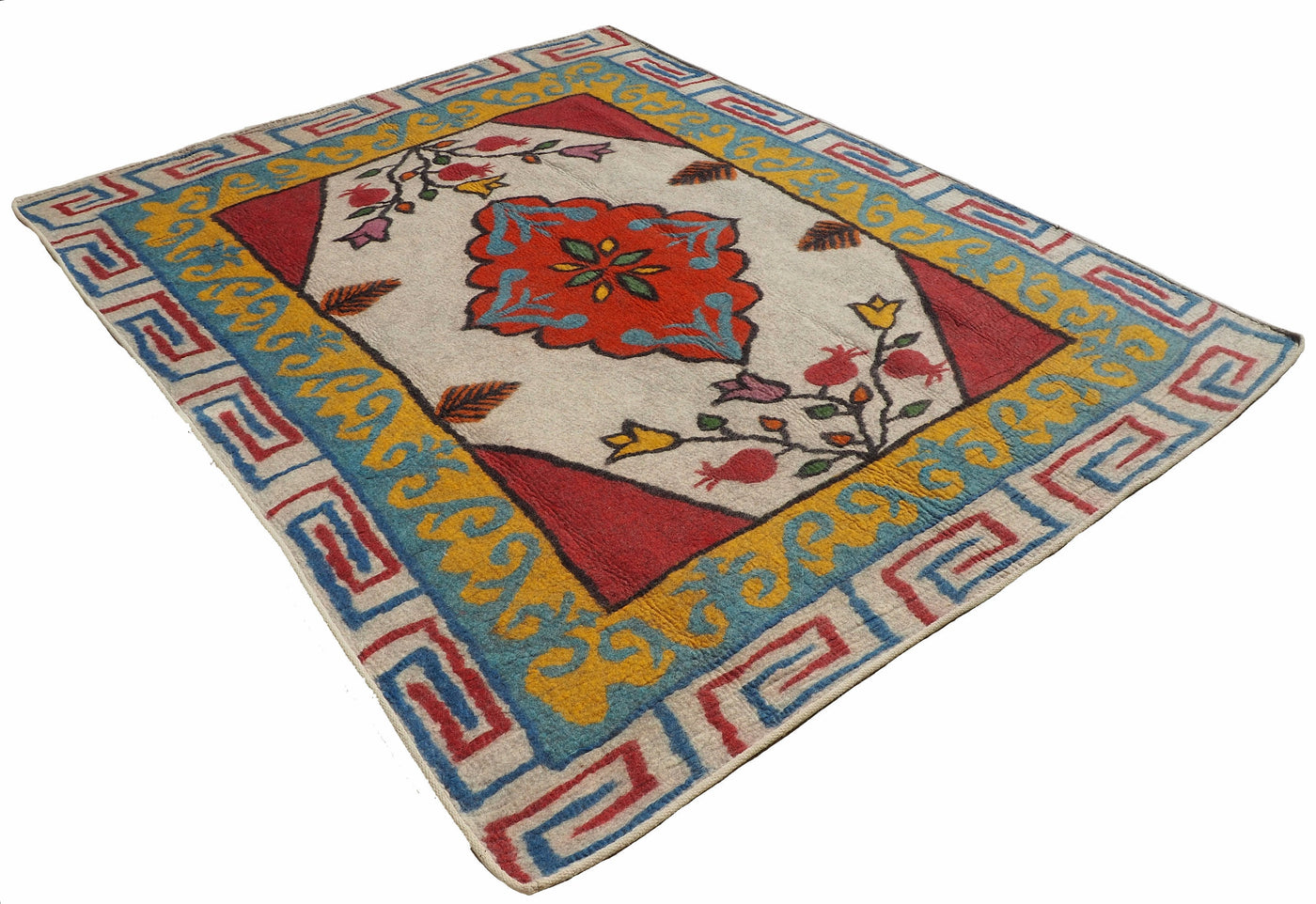 253x199 cm orient handgewebte Teppich Nomaden handgearbeitete Turkmenische nomanden Jurten Filzteppich Filz aus Nor Afghanistan shyrdak N705  Orientsbazar   