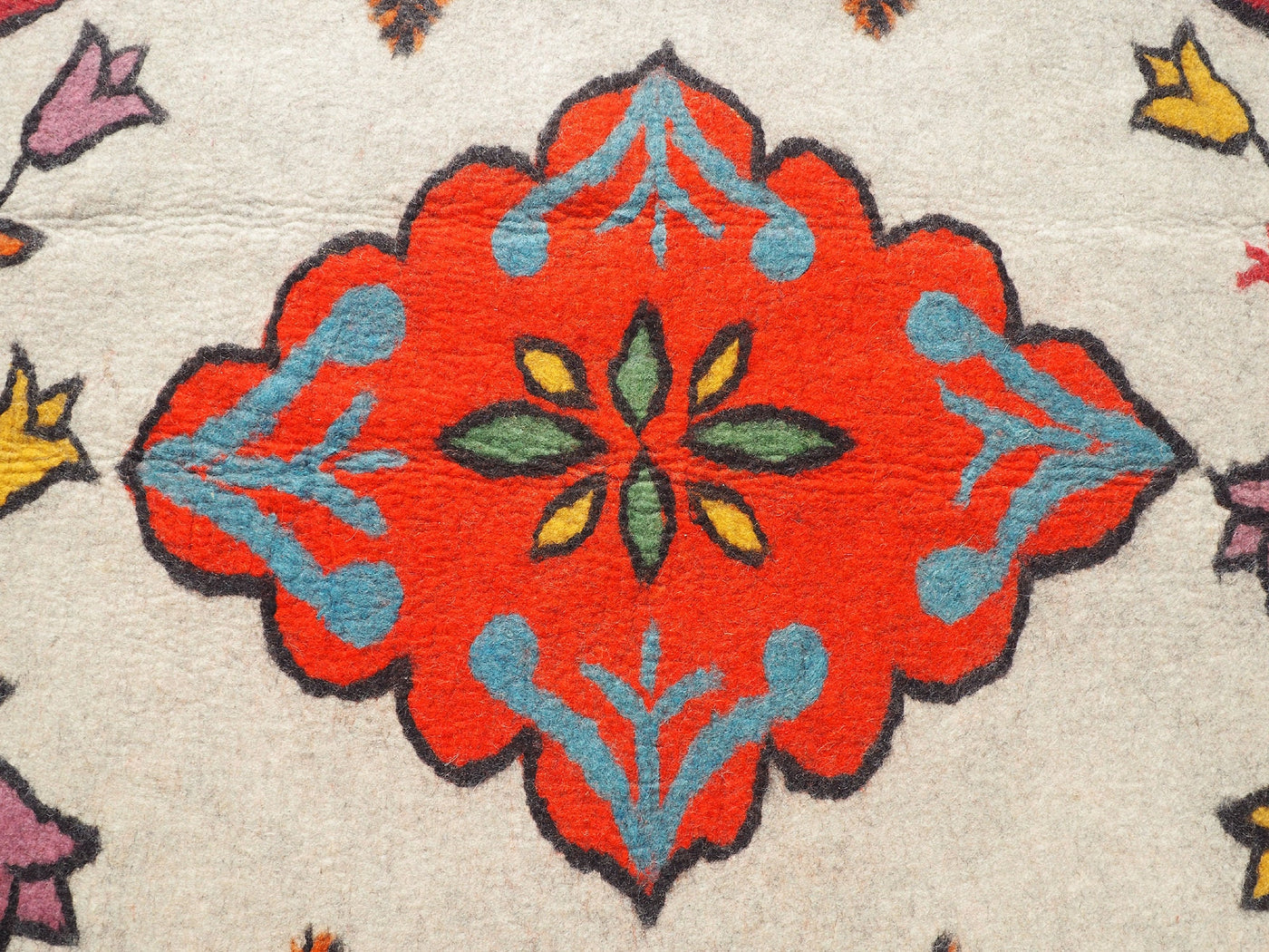 253x199 cm orient handgewebte Teppich Nomaden handgearbeitete Turkmenische nomanden Jurten Filzteppich Filz aus Nor Afghanistan shyrdak N705  Orientsbazar   