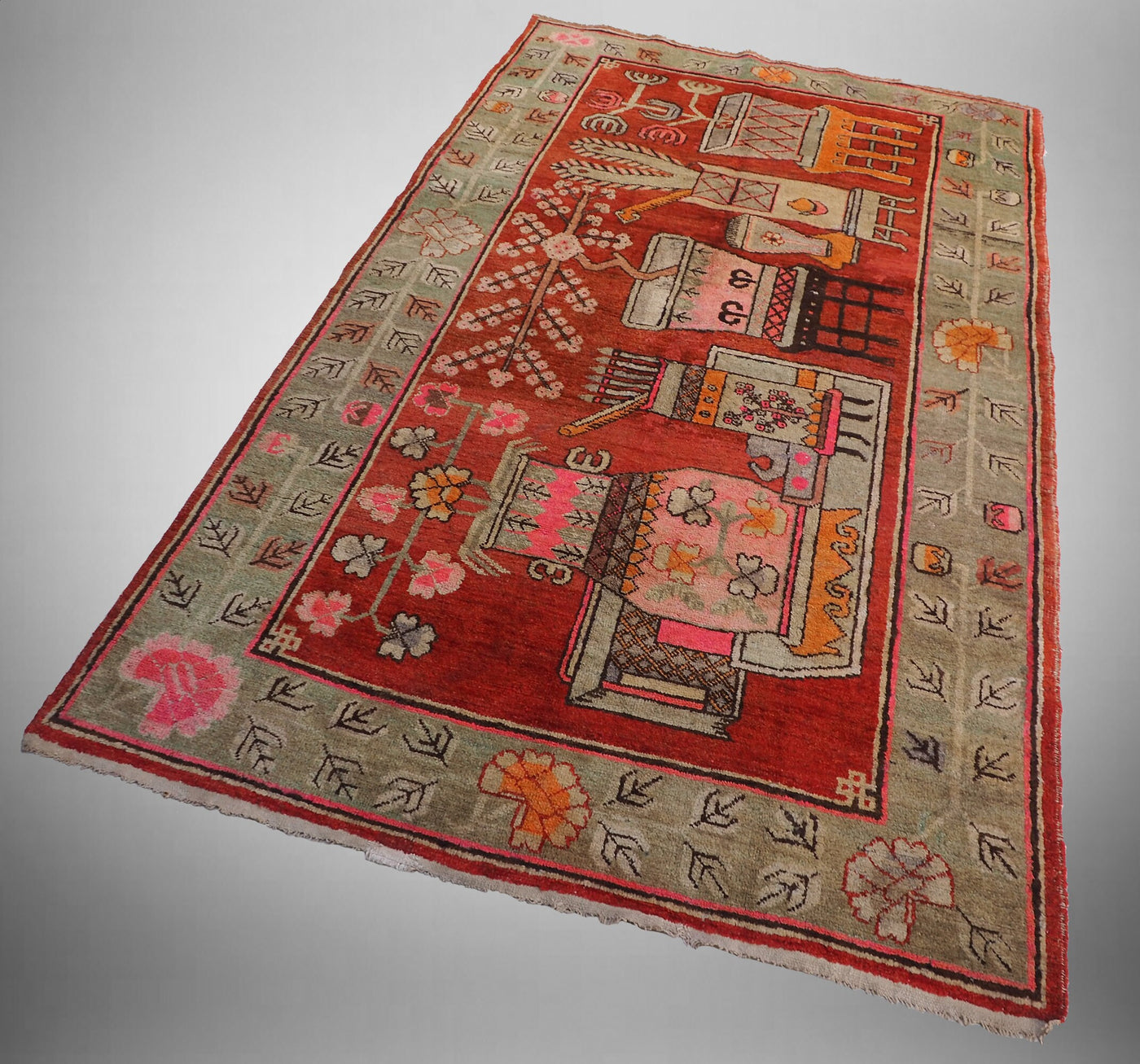 252x146 cm originell Antik Khotan Samarkand orientteppich Teppich Chinese Turkestan handgeküpft No:21/41 Teppiche Orientsbazar   