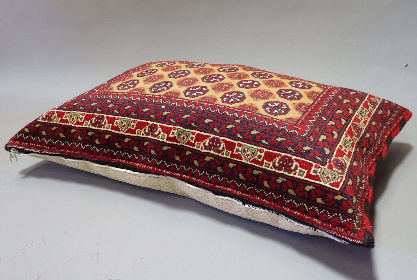 77x52 cm orient Afghan Tukmeische Teppich nomaden Handgeknüpft wollen Kissen sitzkissen bodenkissen cushion 1001-nacht  aus Afghanistan BS/3  Orientsbazar   