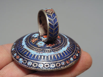 antik orient Emailschmuck Ring mit Lapis lazuli Siegelstein aus Multan Pakistan / Ghazni Afghanistan Nr:WL21/D Ring Orientsbazar   