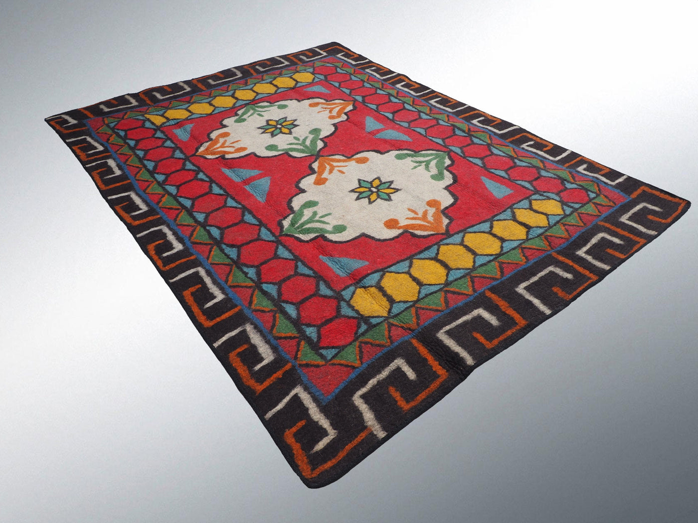 293x214 cm orient handgewebte Teppich Nomaden handgearbeitete Turkmenische nomanden Jurten Filzteppich Filz koshma Afghanistan shyrdak N702  Orientsbazar   