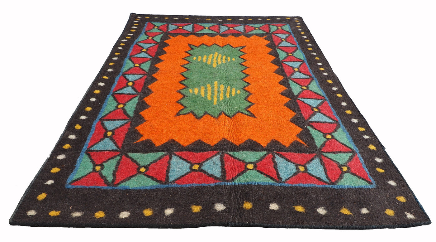 246x167 cm orient handgewebte Teppich Nomaden handgearbeitete Turkmenische nomanden Jurten Filzteppich Filz koshma Afghanistan shyrdak N700  Orientsbazar   