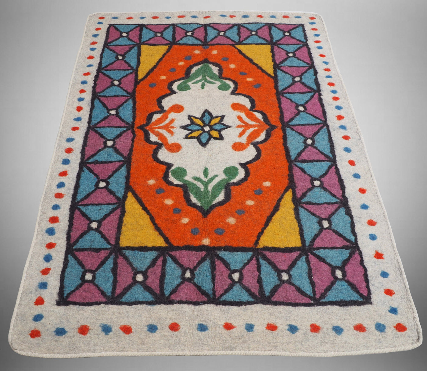 202x149 cm orient handgewebte Teppich Nomaden handgearbeitete Turkmenische nomanden Jurten Filzteppich Filz koshma Afghanistan shyrdak N697  Orientsbazar   