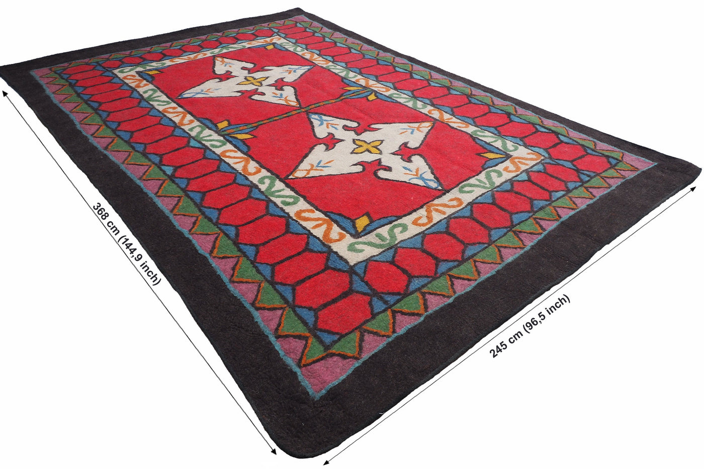 368x245 cm orient handgewebte Teppich Nomaden handgearbeitete Turkmenische nomanden Jurten Filzteppich Filz koshma Afghanistan shyrdak N704  Orientsbazar   