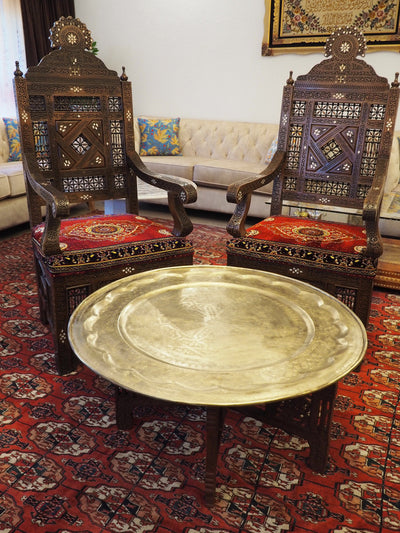 87 cm Ø osmanisch ägyptisch marokkanisch orient Messing Tisch tablett Teetisch Teller beisteltisch Afghanistan syrien arabisch oval 21/H  Orientsbazar   