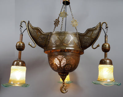 Antik  orientalische Messing Ägyptische Marokko Nahost / Islamische Messing Hängende Decken Lampe Moschee Lampe  Orientsbazar   