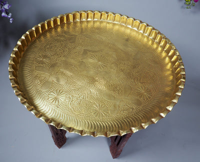 55 cm Ø osmanisch ägyptisch marokkanisch orient Messing Tisch tablett Teetisch Teller beisteltisch Afghanistan syrien arabisch oval 21/G  Orientsbazar   
