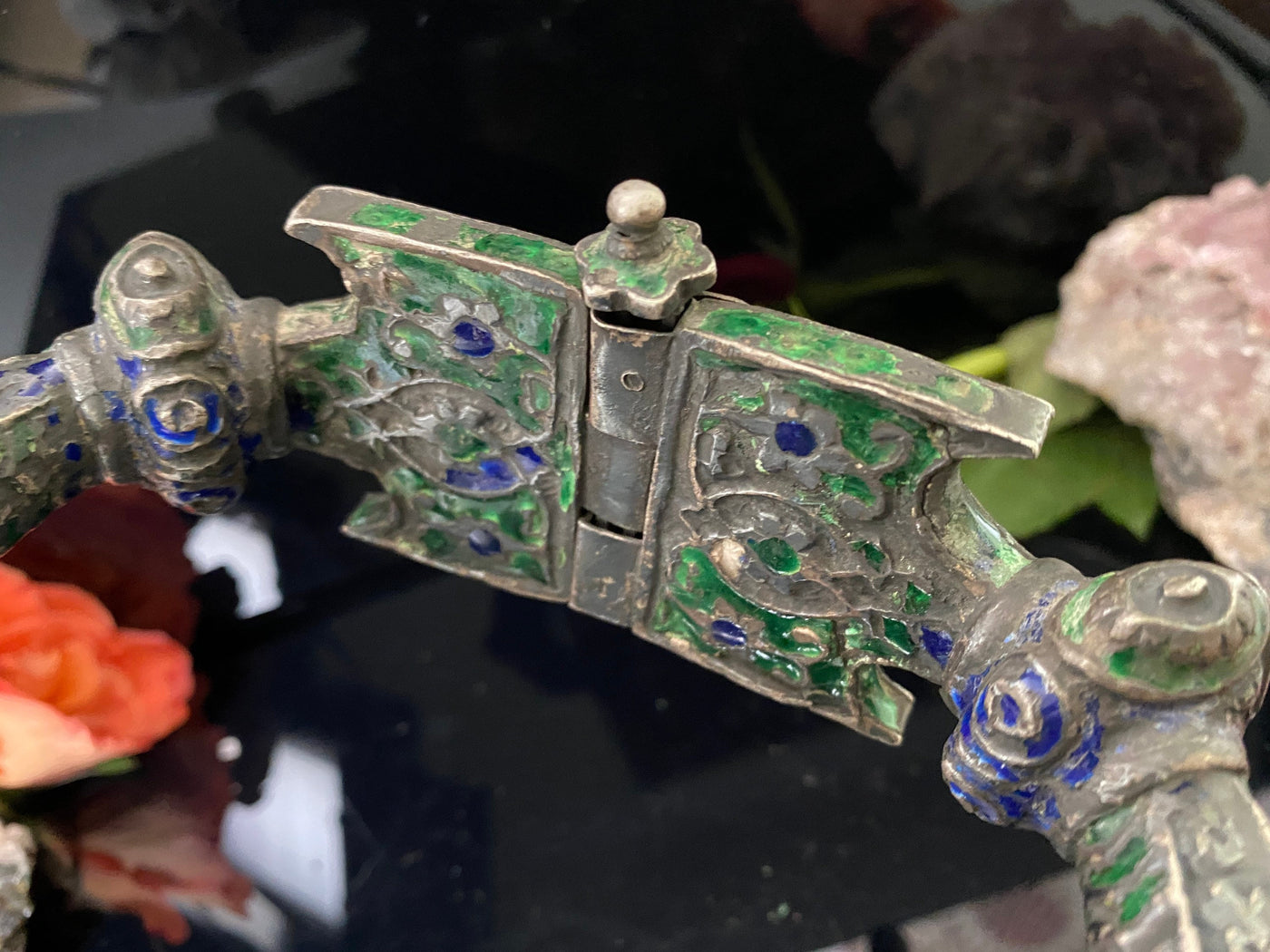 Antike handgemachte Vintage emaillierte Fußreifen Manschette Armband Multan und Sindh Pakistan Jhanjhar Armreifen  Nr-21/WL2 armreifen Orientsbazar   