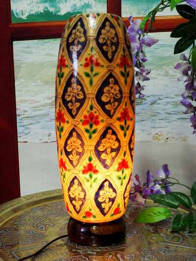 orientalische handbemalte Lampe Kamelleder Tischlampe Nachttischlamp Tischleuchte Nachtlampe Stehleuchte Handarbeit  Multan Pakistan IT/20  Orientsbazar   