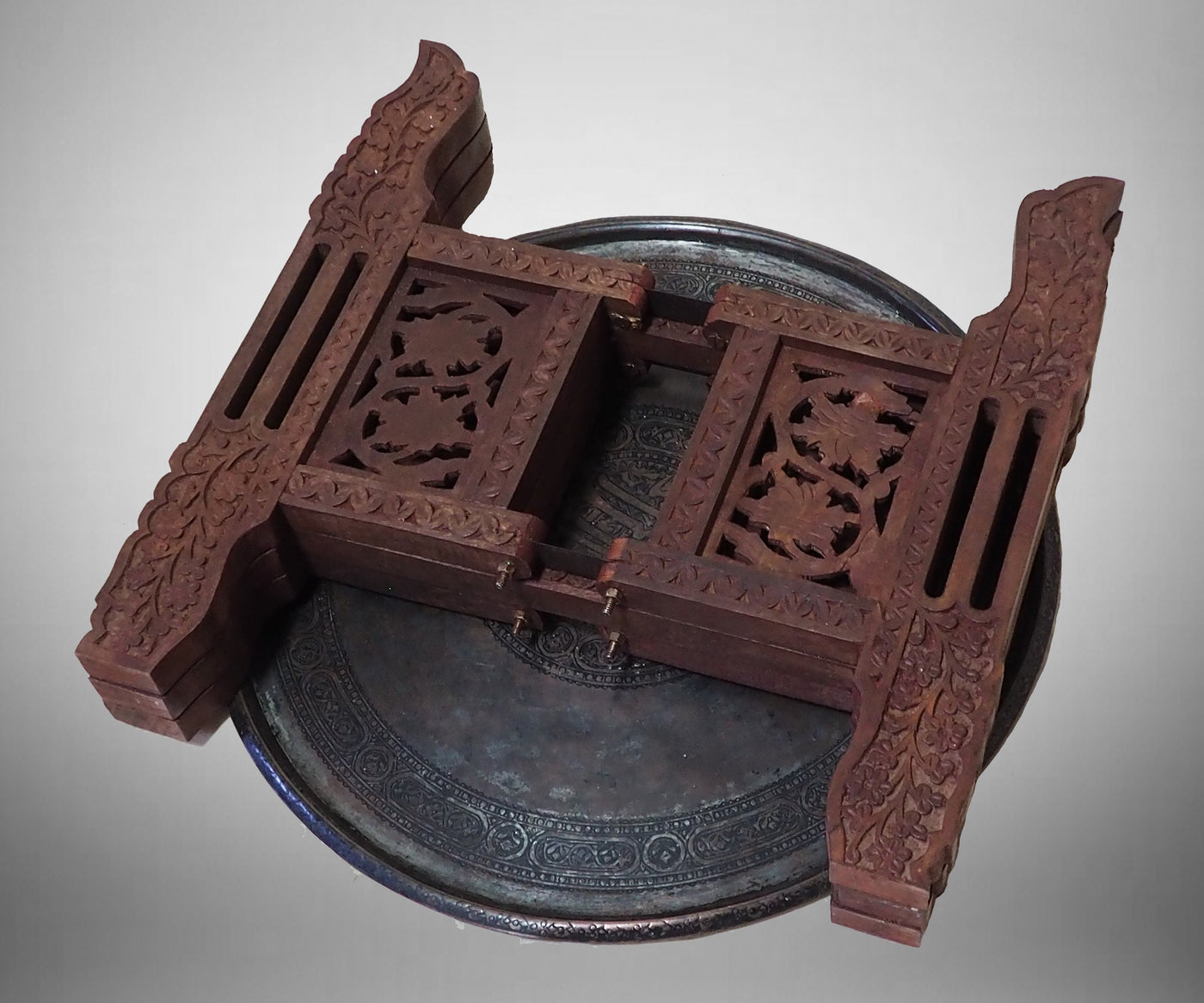 43 Ø antik osmanische islamische ägyptisch marokkanisch orient Kupfer tablett Teetisch Teller beisteltisch tisch aus Afghanistan No:21/M  Orientsbazar   
