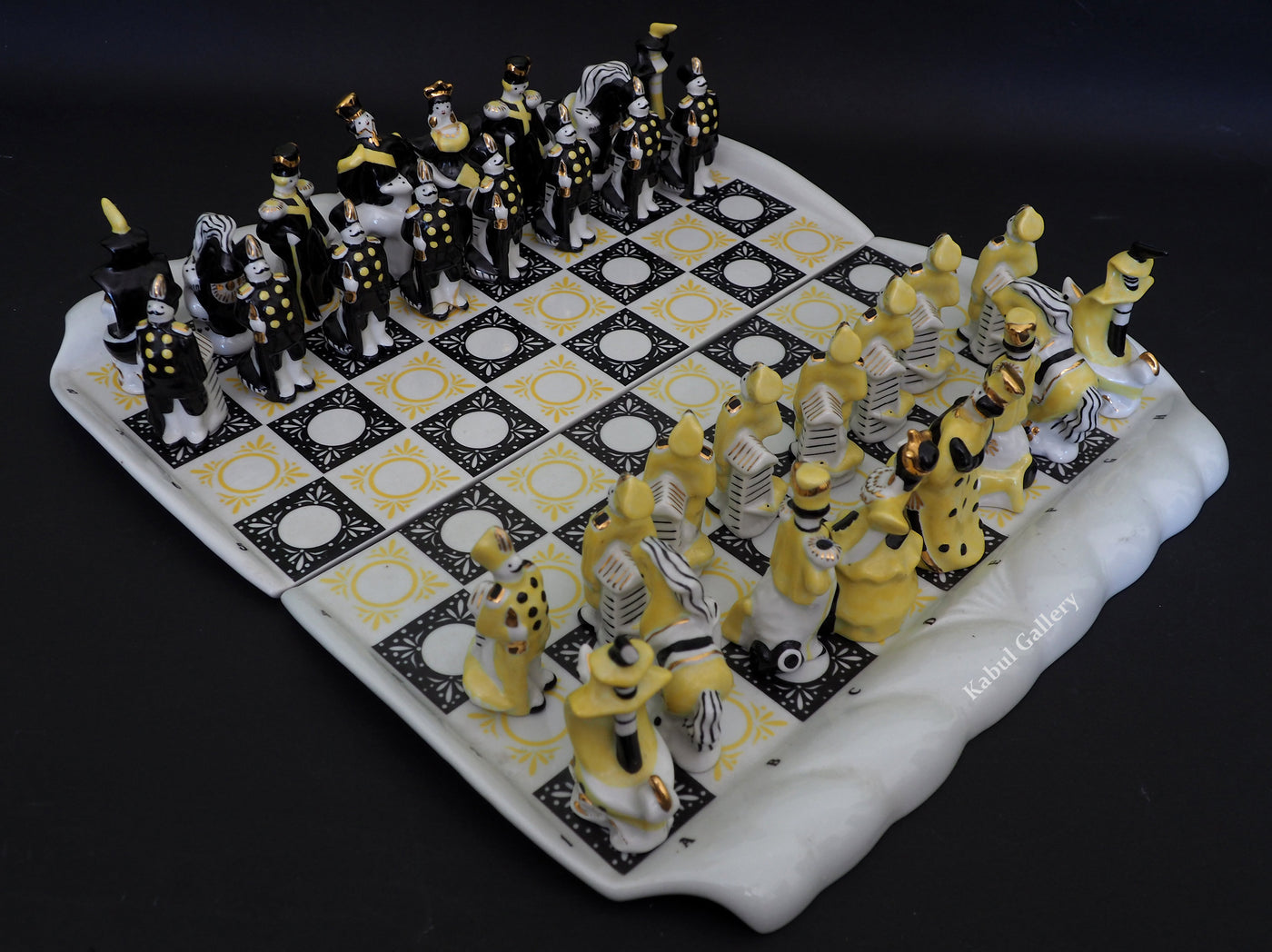 Einzigartiges seltenes Moscow Russisches Porzellan schachspiel  (Verbilki) Gardner-Fabrik (Gold)  Orientsbazar   