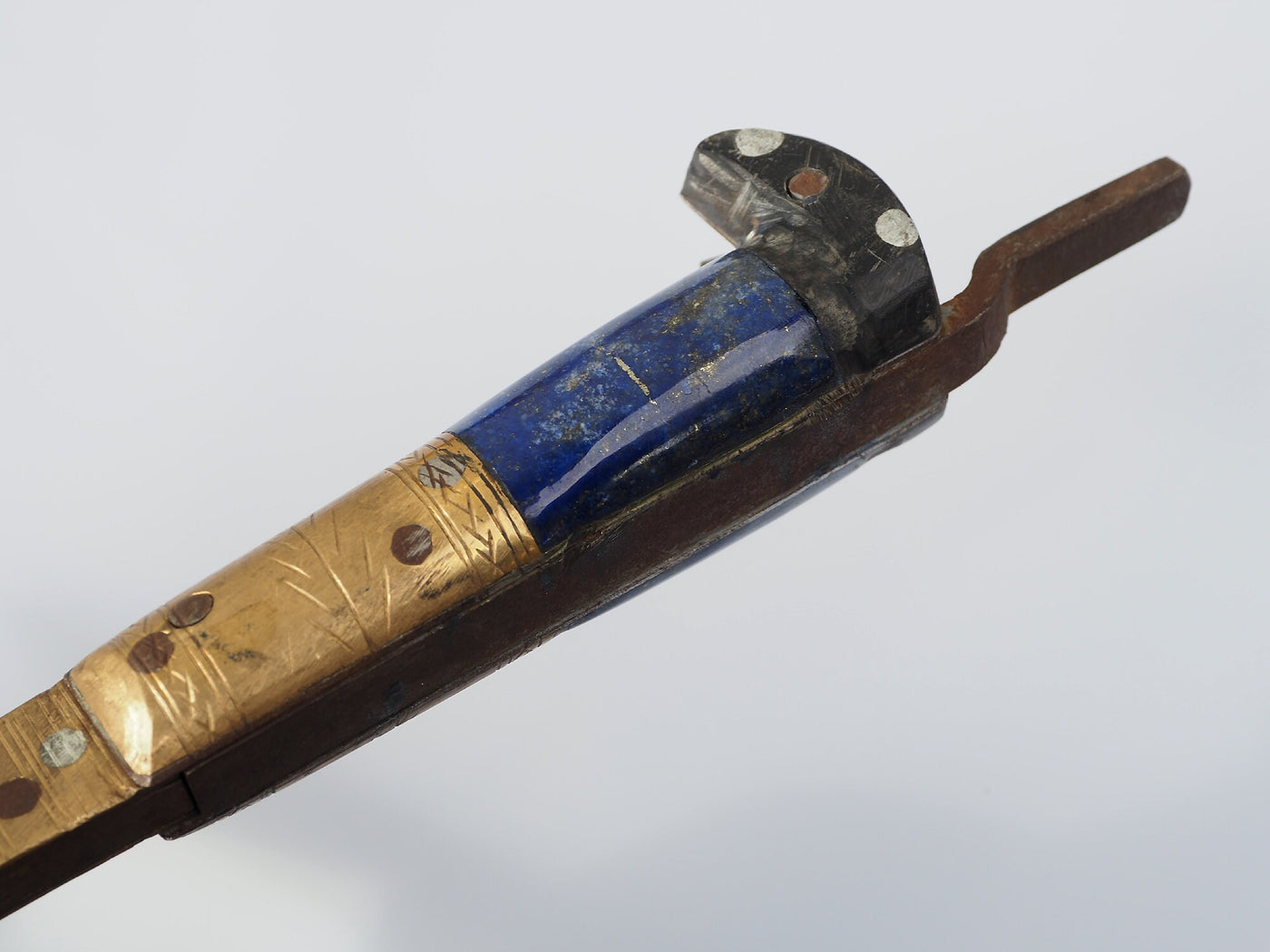 28 cm Messer Dolch choora dagger lohar Khybe messer Klappsense klappmesser Sense mit Lapis Lazuli Griff  aus Afghanistan Pakistan  Nr:21/B  Orientsbazar   