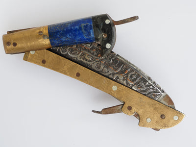 35 cm Messer Dolch choora dagger lohar Khybe messer Klappsense klappmesser Sense mit Lapis Lazuli Griff  aus Afghanistan Pakistan  Nr:21/F  Orientsbazar   
