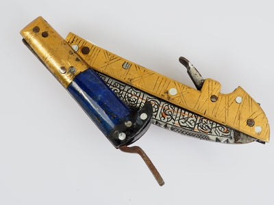 28 cm Messer Dolch choora dagger lohar Khybe messer Klappsense klappmesser Sense mit Lapis Lazuli Griff  aus Afghanistan Pakistan  Nr:21/H  Orientsbazar   