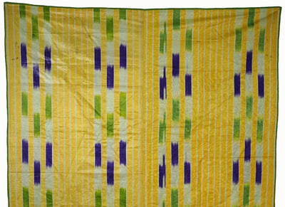 Antike islamische Vintage Seidenstickerei usbekische Seide Ikat Usbekistan Tribal Decke Stoff Panel Textil Ikat  Wandbehang 21/1 Textilien Orientsbazar   