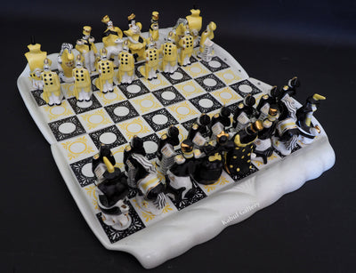Einzigartiges seltenes Moscow Russisches Porzellan schachspiel  (Verbilki) Gardner-Fabrik (Gold)  Orientsbazar   