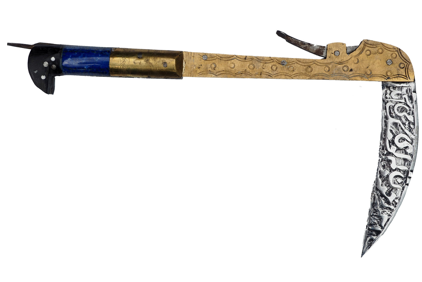 32 cm Messer Dolch choora dagger lohar Khybe messer Klappsense klappmesser Sense mit Lapis Lazuli Griff  aus Afghanistan Pakistan  Nr:21/A  Orientsbazar   