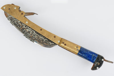 35 cm Messer Dolch choora dagger lohar Khybe messer Klappsense klappmesser Sense mit Lapis Lazuli Griff  aus Afghanistan Pakistan  Nr:21/F  Orientsbazar   