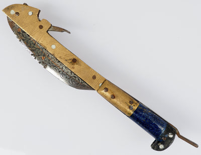 27 cm Messer Dolch choora dagger lohar Khybe messer Klappsense klappmesser Sense mit Lapis Lazuli Griff  aus Afghanistan Pakistan  Nr:21/G  Orientsbazar   