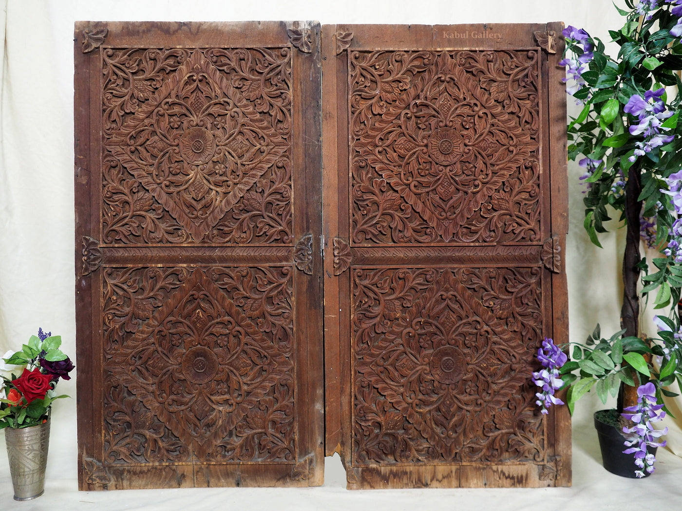 antik handgeschnitzt orient Massiv Holz Haustür Tür  zimmertür Afghanistan 19 Jh.  Orientsbazar   