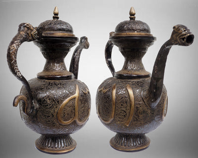 sehr schwer orient islamische Bronze Teekanne Kanne aus Nord-Indien Allah  (الله)  Orientsbazar   