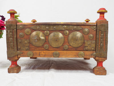 52x52 cm Antik Massivholz mit Messing verzierte orient Teetisch beisteltisch  Tisch  Mit Geheimfach aus  Afghanistan Nr-21/B Tische Orientsbazar   