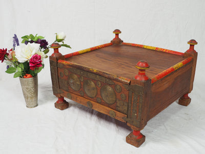 52x52 cm Antik Massivholz mit Messing verzierte orient Teetisch beisteltisch  Tisch  Mit Geheimfach aus  Afghanistan Nr-21/B Tische Orientsbazar   