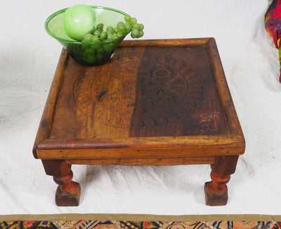 38x38 cm Antik Massivholz handgeschnitzte orient Teetisch beisteltisch Tisch Hocker aus  Afghanistan Nr-21/D Hocker Orientsbazar   