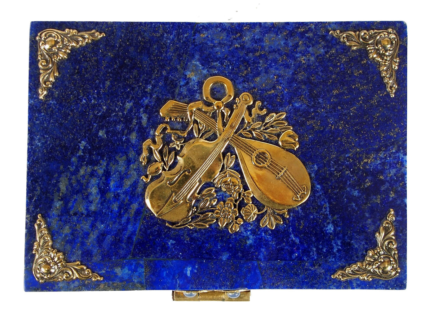 Extravagant Royal blau echt Lapis lazuli büchse Schmuck Dose schatulle mit messing Afghanistan Musik No-18/29  Orientsbazar   