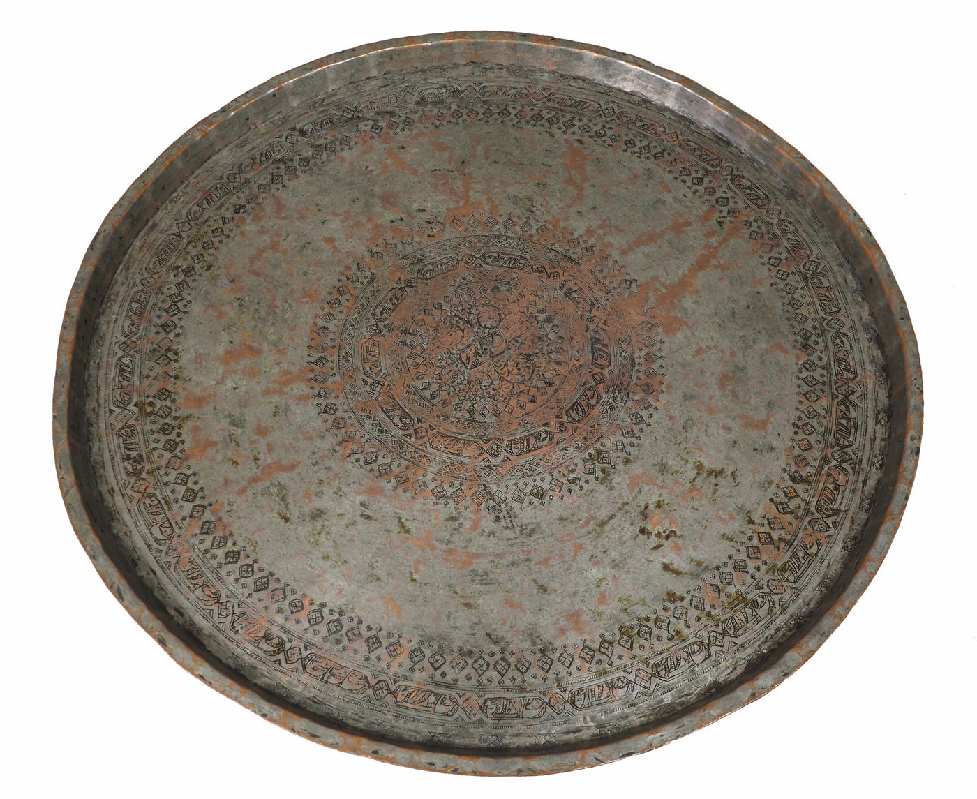 67 cm Ø antik osmanische islamische ägyptisch marokkanisch orient Kupfer tablett Teetisch Teller beisteltisch tisch aus Afghanistan No:16/4  Orientsbazar   