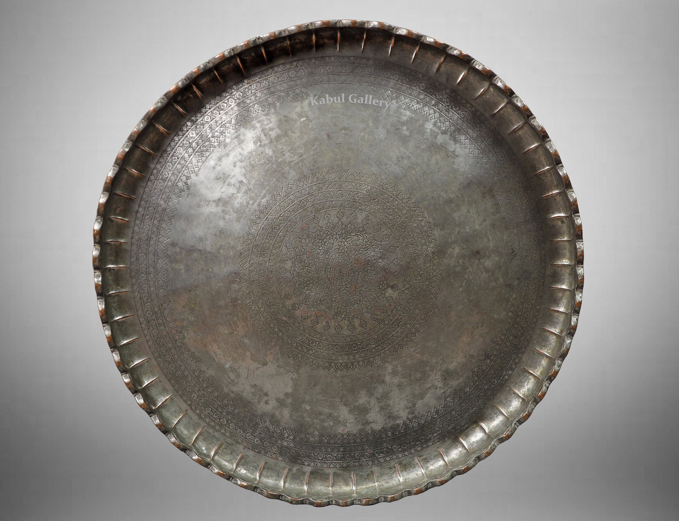 64 cm Ø antik osmanische islamische ägyptisch marokkanisch orient Kupfer tablett Teetisch Teller beisteltisch tisch aus Afghanistan No:4  Orientsbazar   