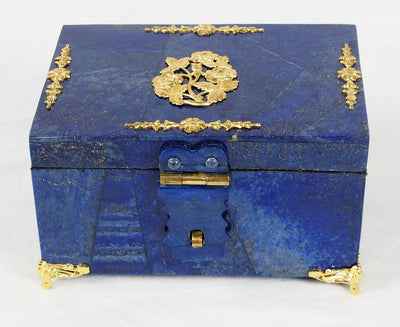 Extravagant Royal blau echt Lapis lazuli büchse Schmuck Dose schatulle mit messing Afghanistan No-18/30  Orientsbazar   