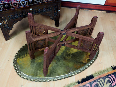 100x65 cm osmanisch ägyptisch marokkanisch orient Messing Tisch tablett Teetisch Teller beisteltisch Afghanistan syrien arabisch oval Nr:HH1  Orientsbazar   