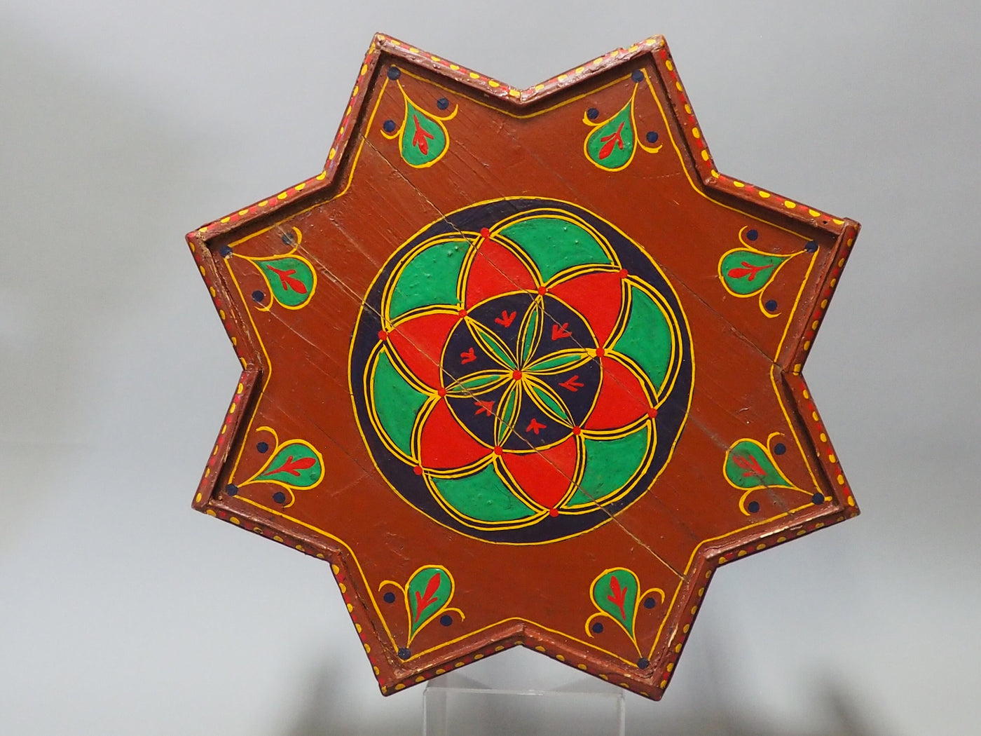 55 cm ∅ Massivholz handbemalte Stern Teetisch aus Afghanistan Nr:C Hocker Orientsbazar   