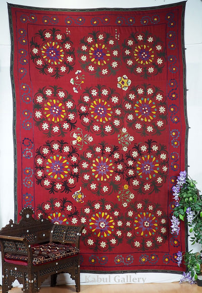 305x195 cm hand bestickte Suzani Stickerei uzbekische seiden suzani Wanddekoration decke Afghanistan uzbekistan SZ22A Textilien Orientsbazar   