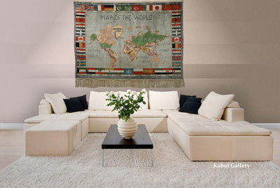 125 x 90 cm Seide handgeküpft orientteppich wandteppich weltatlas weltkarte teppich landkarte  Orientsbazar   
