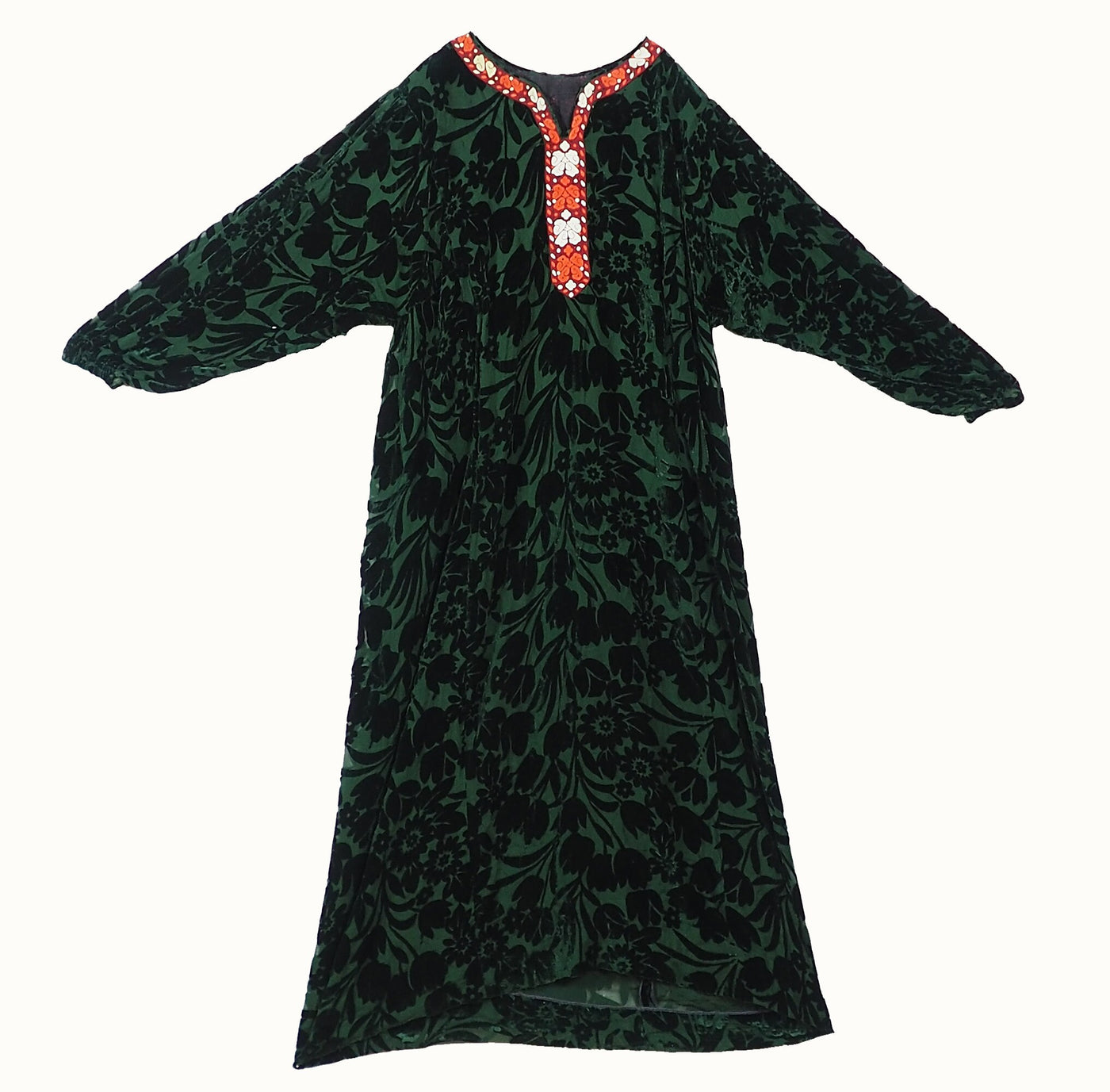 Vintage Tadschikistan frauen Kleid Samt Grün  Orientsbazar   