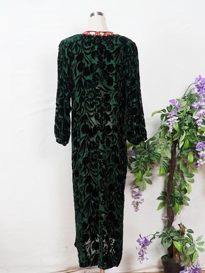 Vintage Tadschikistan frauen Kleid Samt Grün  Orientsbazar   