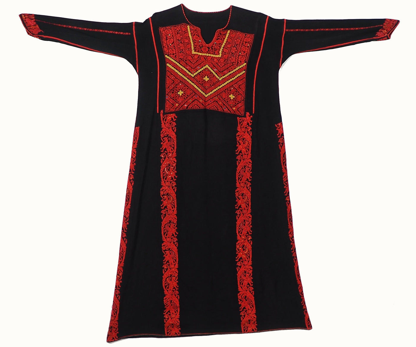 Antik Orient Beduin Palästina frauen Kleid Seide hand bestickte kostüm palästinensische ROBE  ethnischen Jacke Kreuzstich Stickerei Nr:22/1  Orientsbazar   