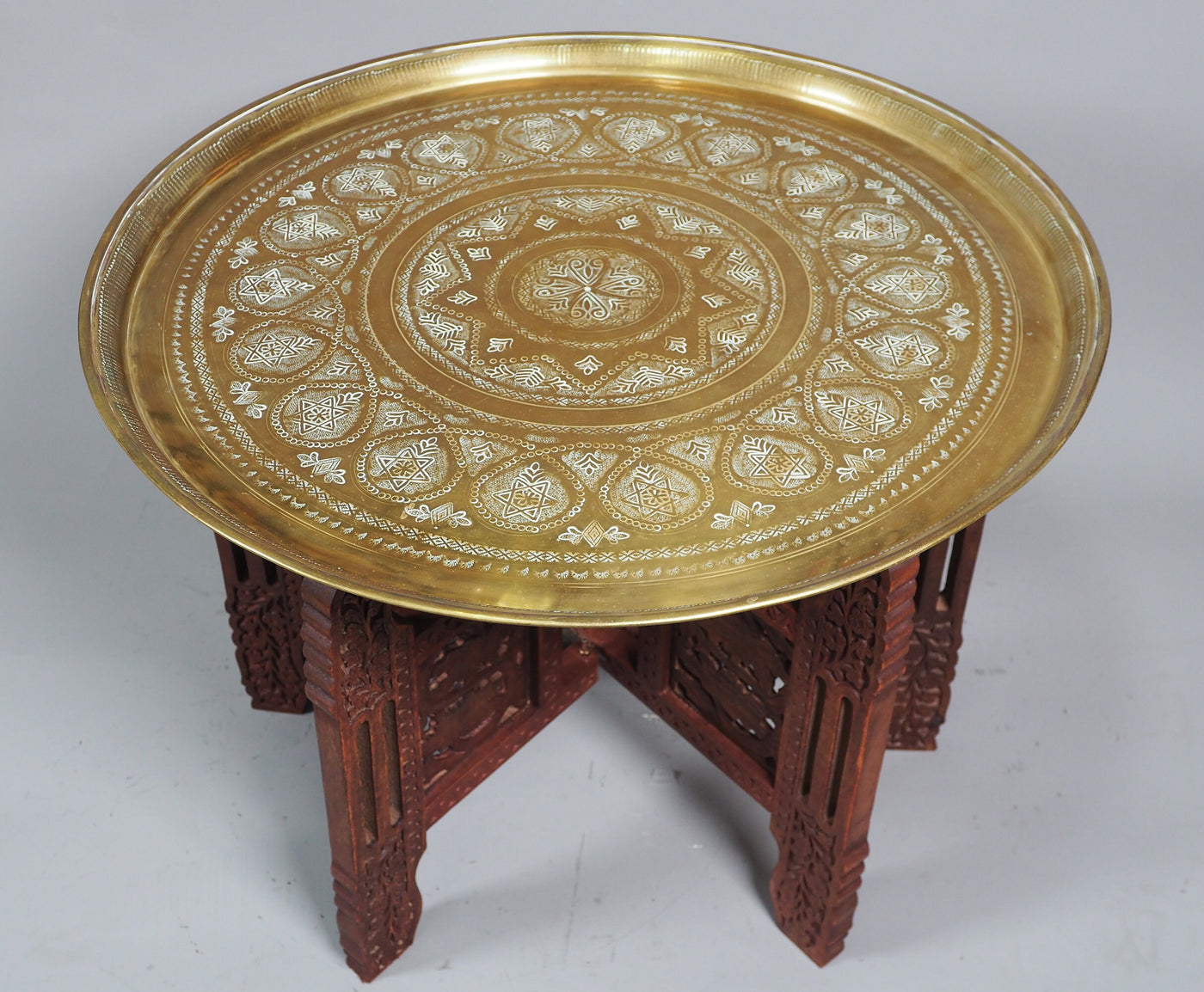 58 cm Ø antik osmanische islamische ägyptisch marokkanisch orient messing tablett Teetisch Teller beisteltisch tisch aus Ägypten No:HH/6  Orientsbazar   