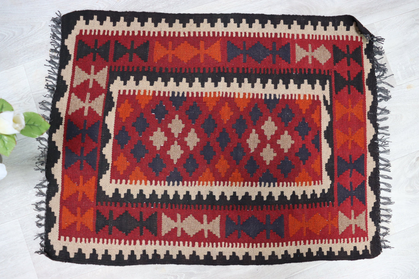 92x70 cm handgewebte nomaden orientt Kelim aus maimana nord Afghanistan  Nr:10  Orientsbazar   
