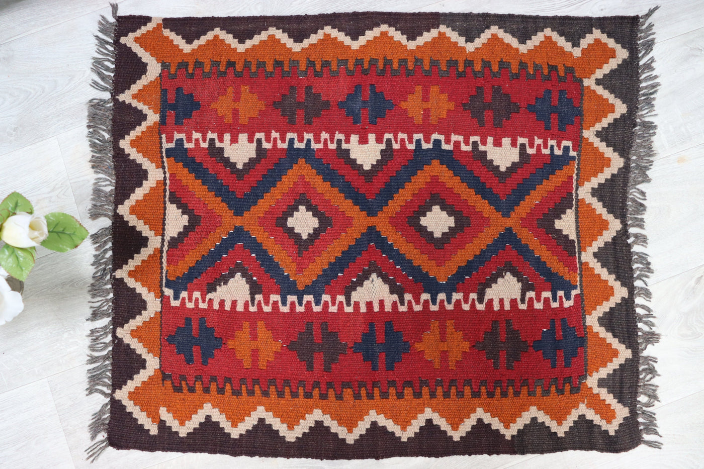 90x76 cm handgewebte nomaden orientt Kelim aus maimana nord Afghanistan  Nr:11  Orientsbazar   