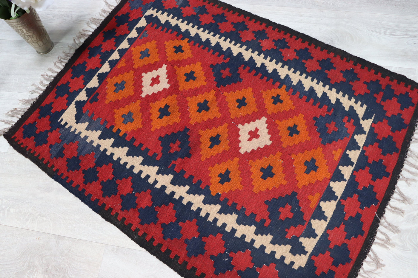 100x76 cm handgewebte nomaden orientt Kelim aus maimana nord Afghanistan  Nr:15 Teppiche Orientsbazar   