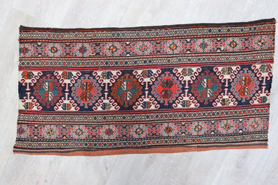 100x50 cm Antik orient handgewebte Teppich Nomaden  kelim  Shahsavan sumakh mafrash front Vorderseite Nr- 35 Teppiche Orientsbazar   