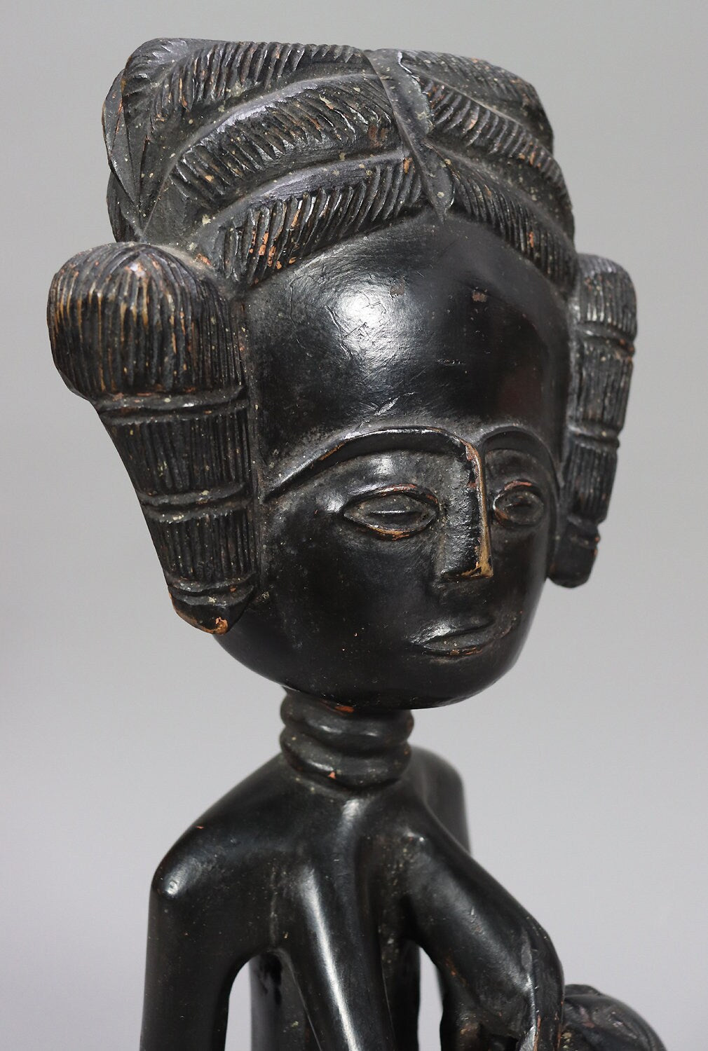 Vintage afrikanische Volkskunst Statue Mutter Fruchtbarkeit geschnitzte Holzskulptur K1  Orientsbazar   